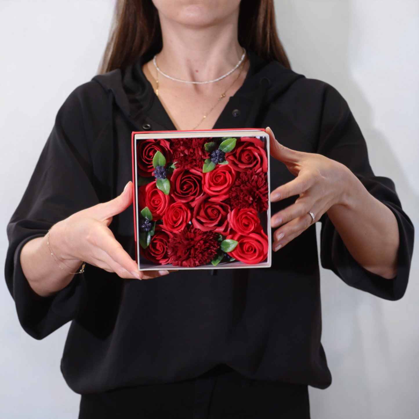 Boîte Carrée - Roses Rouges Classiques