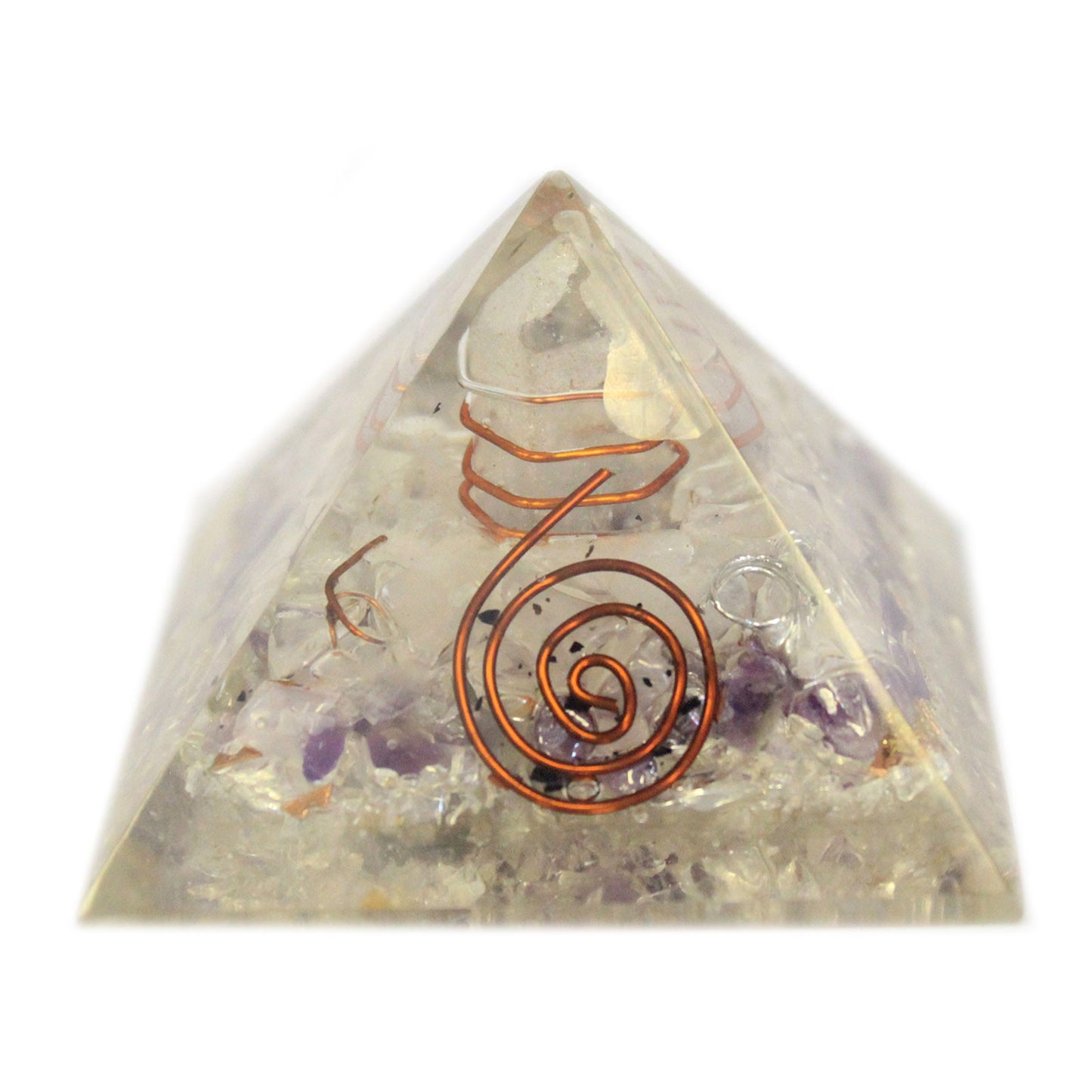 Pyramide d'Orgonite 55mm - Gemmes et Cuivre