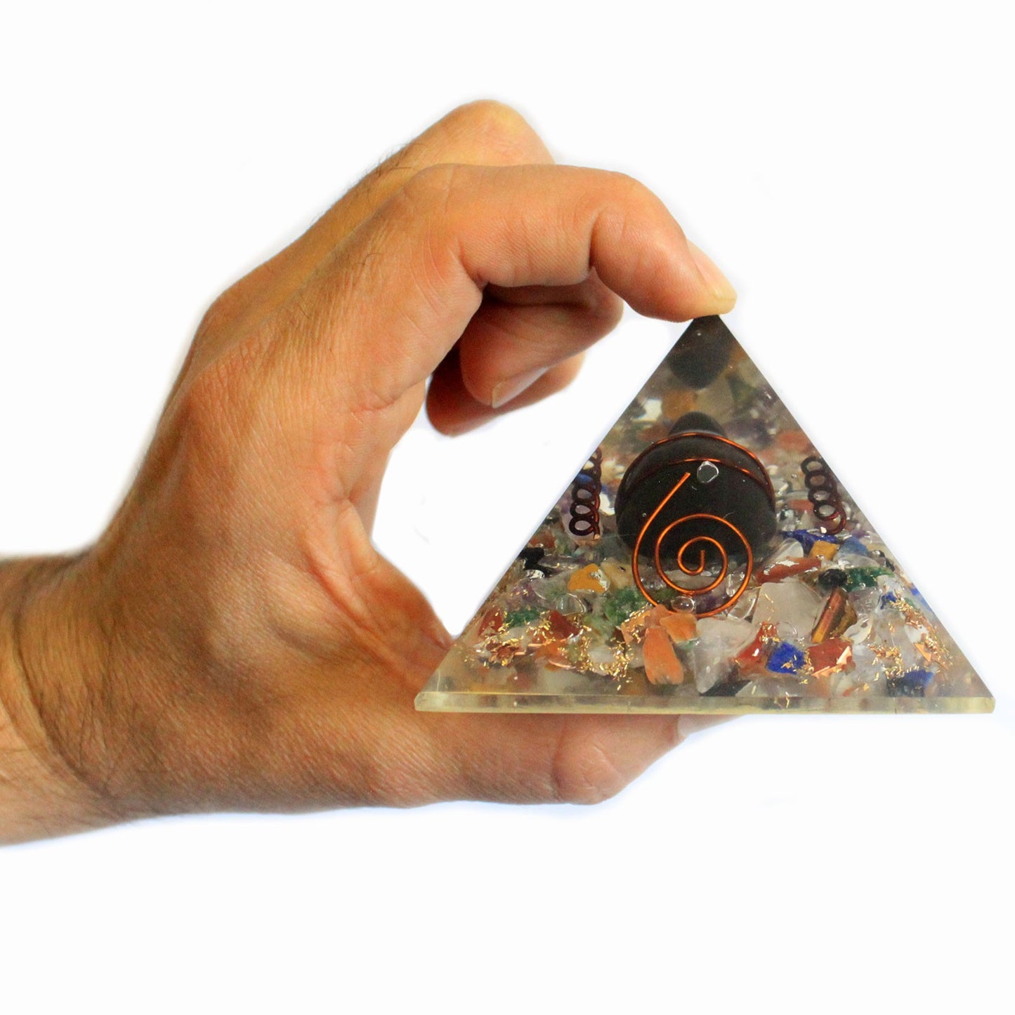 Med Orgonite Pyramide 60mm Gemchips, Cuivre, Tortue