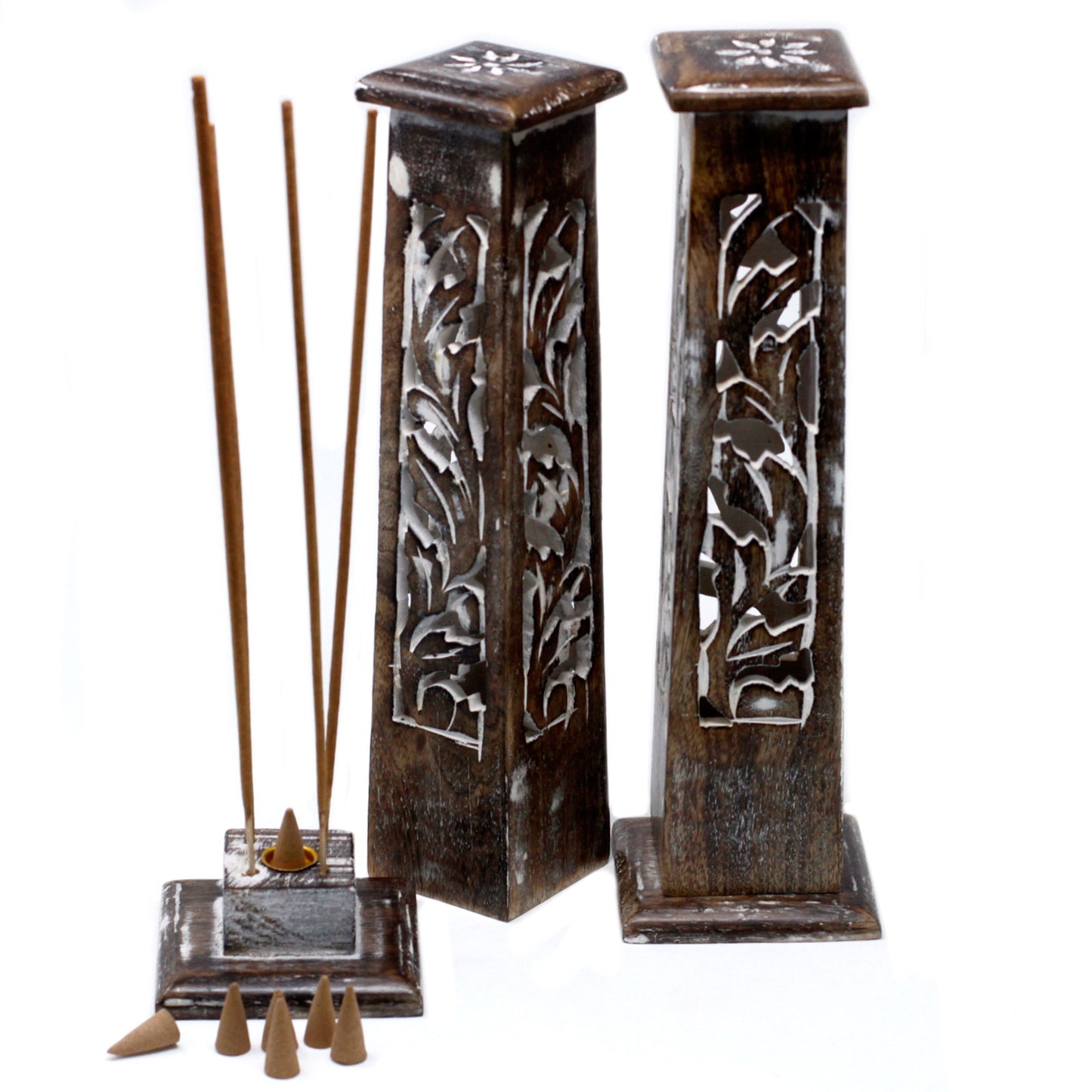 Des2 Washed Tapered Incense Tower - Mango Wood