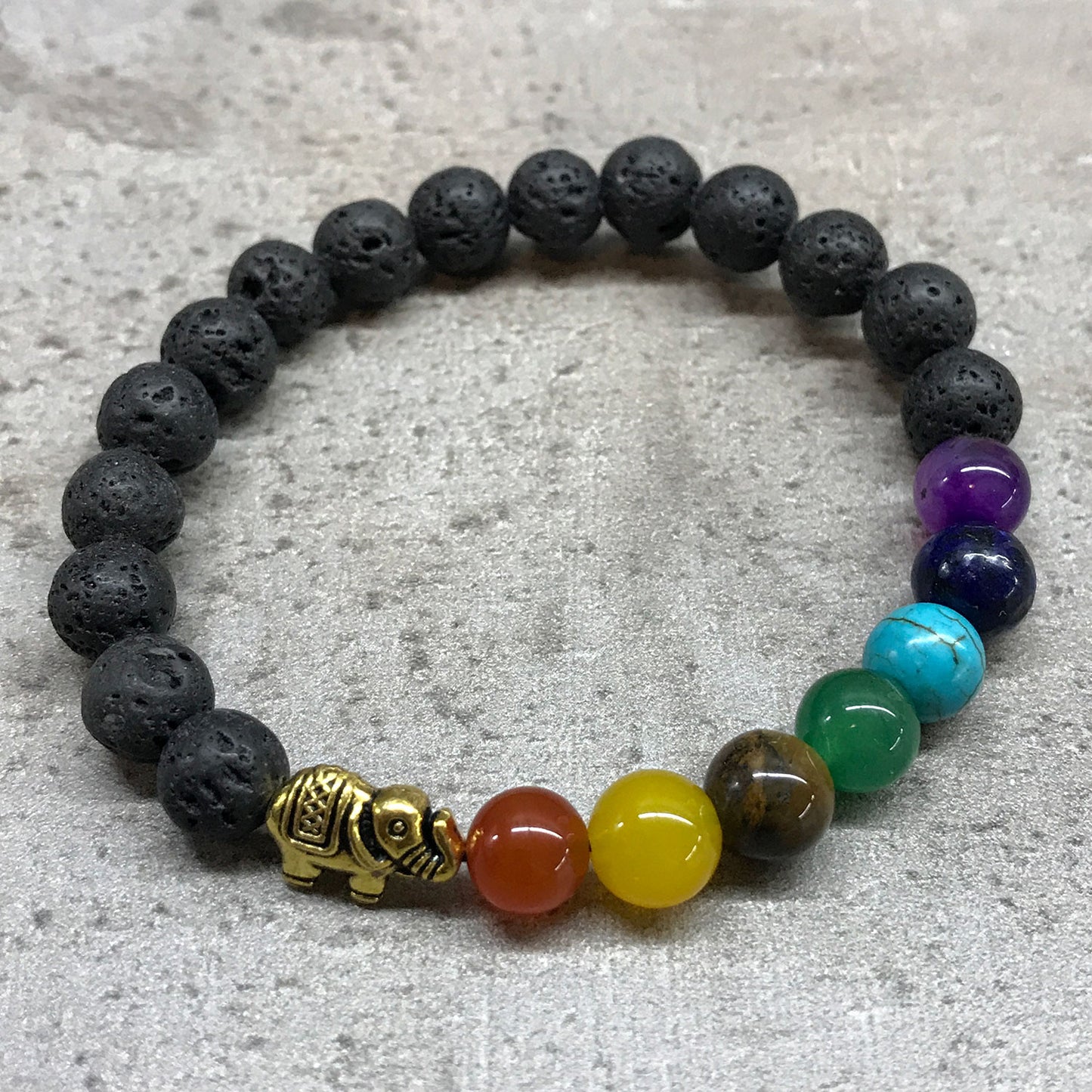 Bracelet de pierres de lave - Chakra de l'éléphant