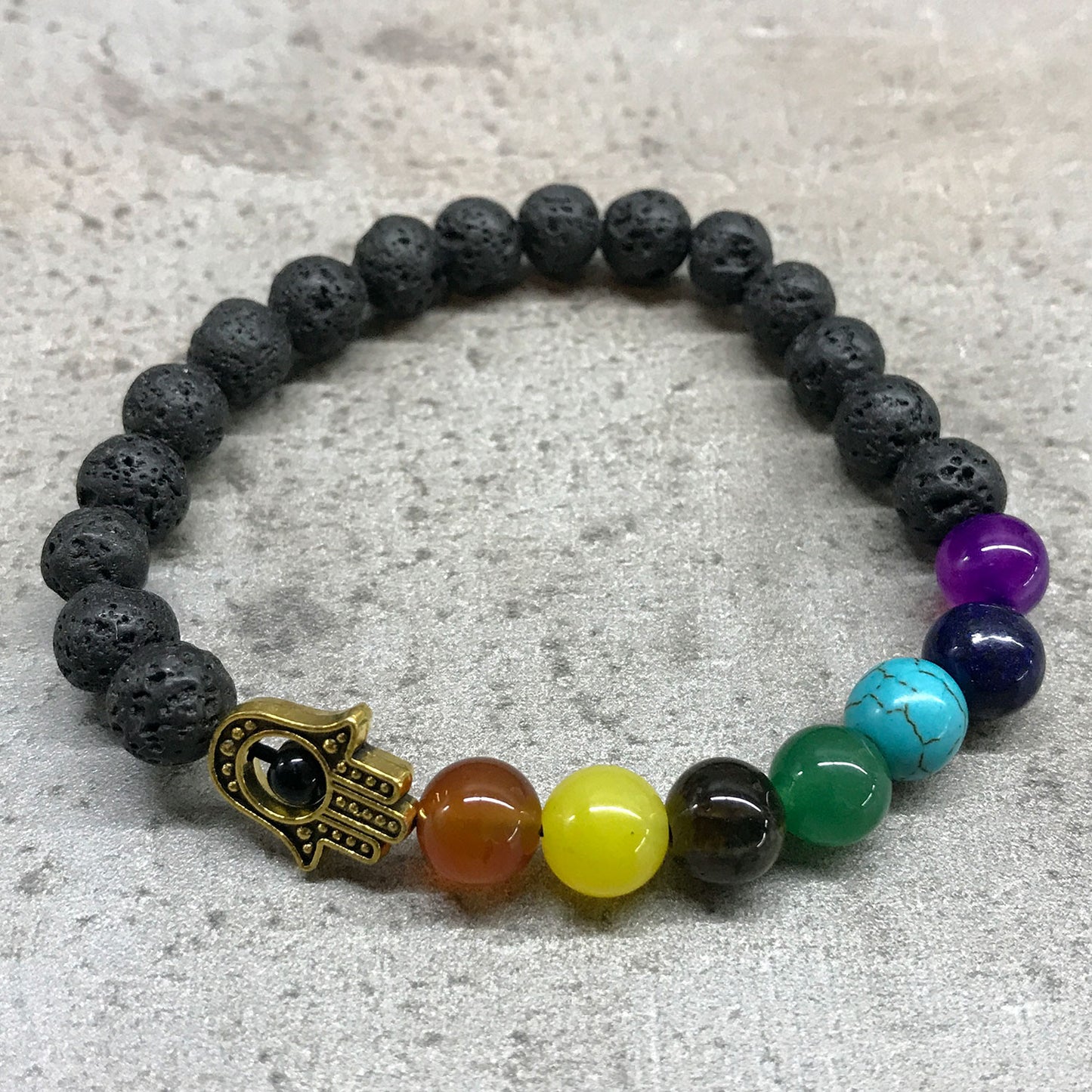 Bracelet de pierres de lave - Hamsa Chakra