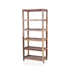 Six-Shelf Display with Casters - Reclaimed Wood