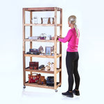 Six-Shelf Display with Casters - Reclaimed Wood