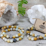 Lot de 2 bracelets d'amitié en pierres - Loyauté - Amazonite & Jaspe jaune