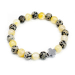 Lot de 2 bracelets d'amitié en pierres - Protection - Jaspe dalmatien & Agate jaune