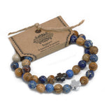 Lot de 2 bracelets d'amitié en pierres - Soutien - Sodalite & Picturestone