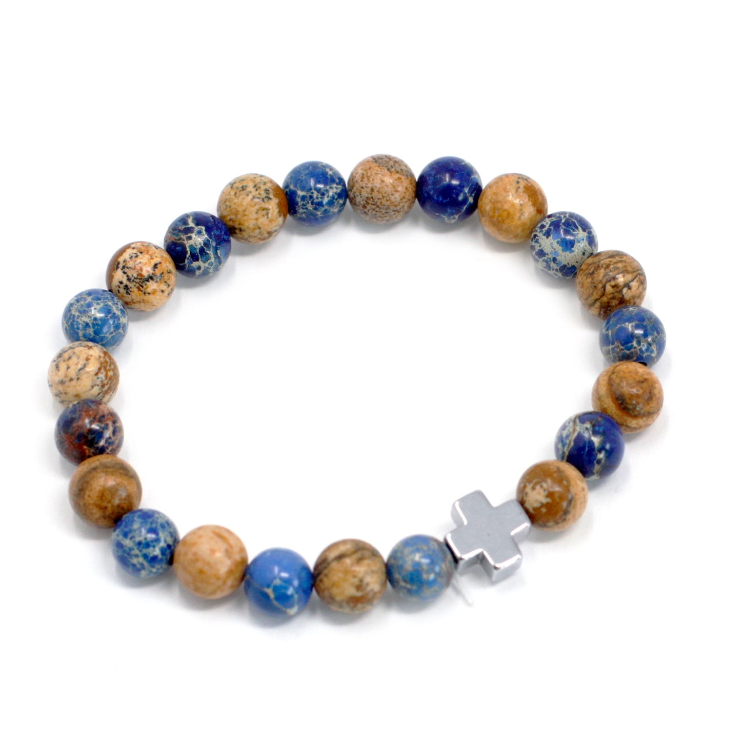 Lot de 2 bracelets d'amitié en pierres - Soutien - Sodalite & Picturestone