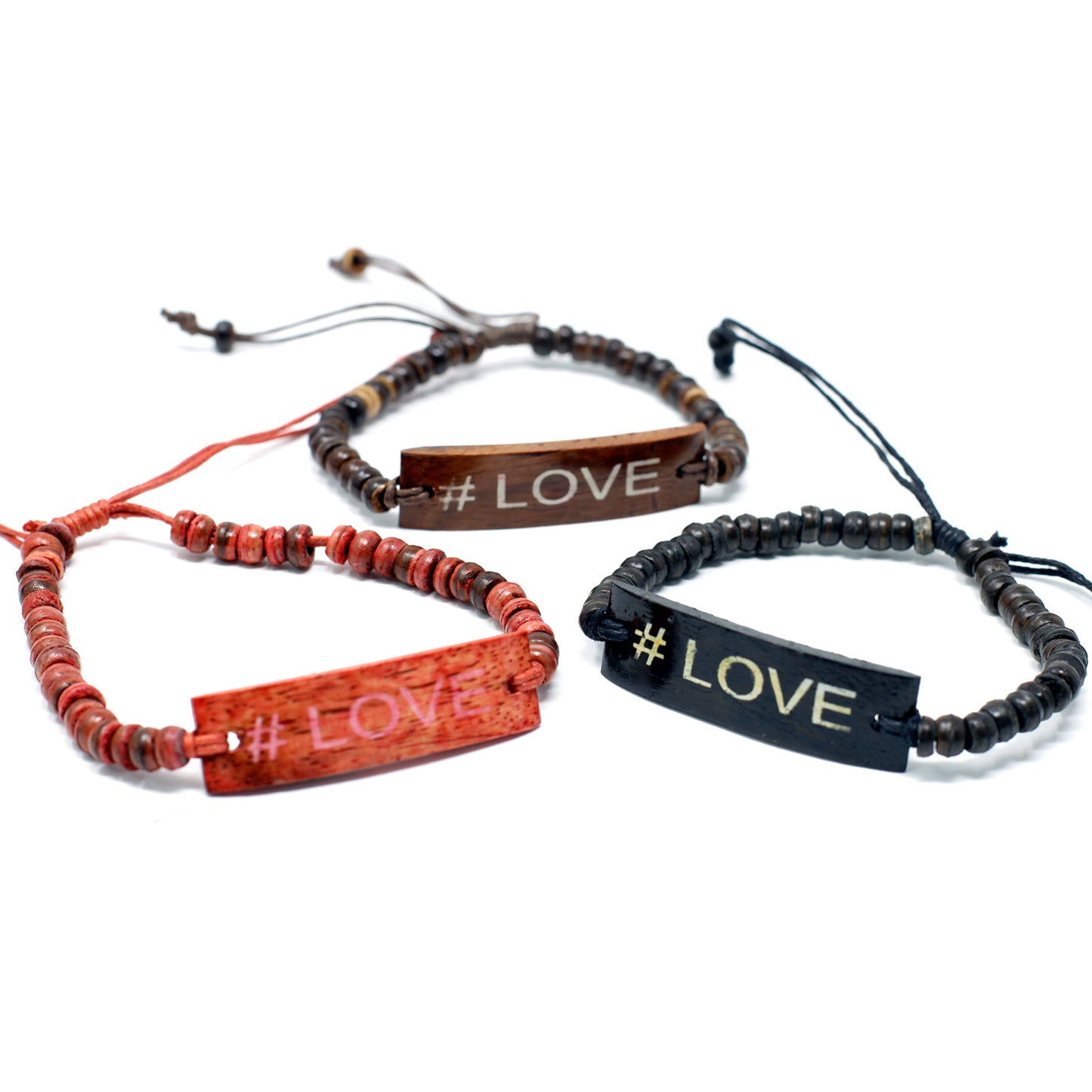 Bracelets de coco Slogan - #Love