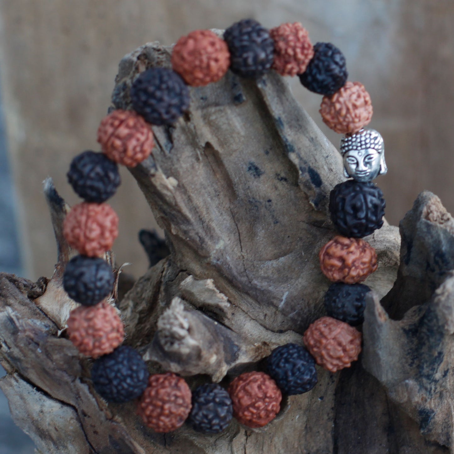 Rudraksha Bouddha Bracelet Mala - Mélange