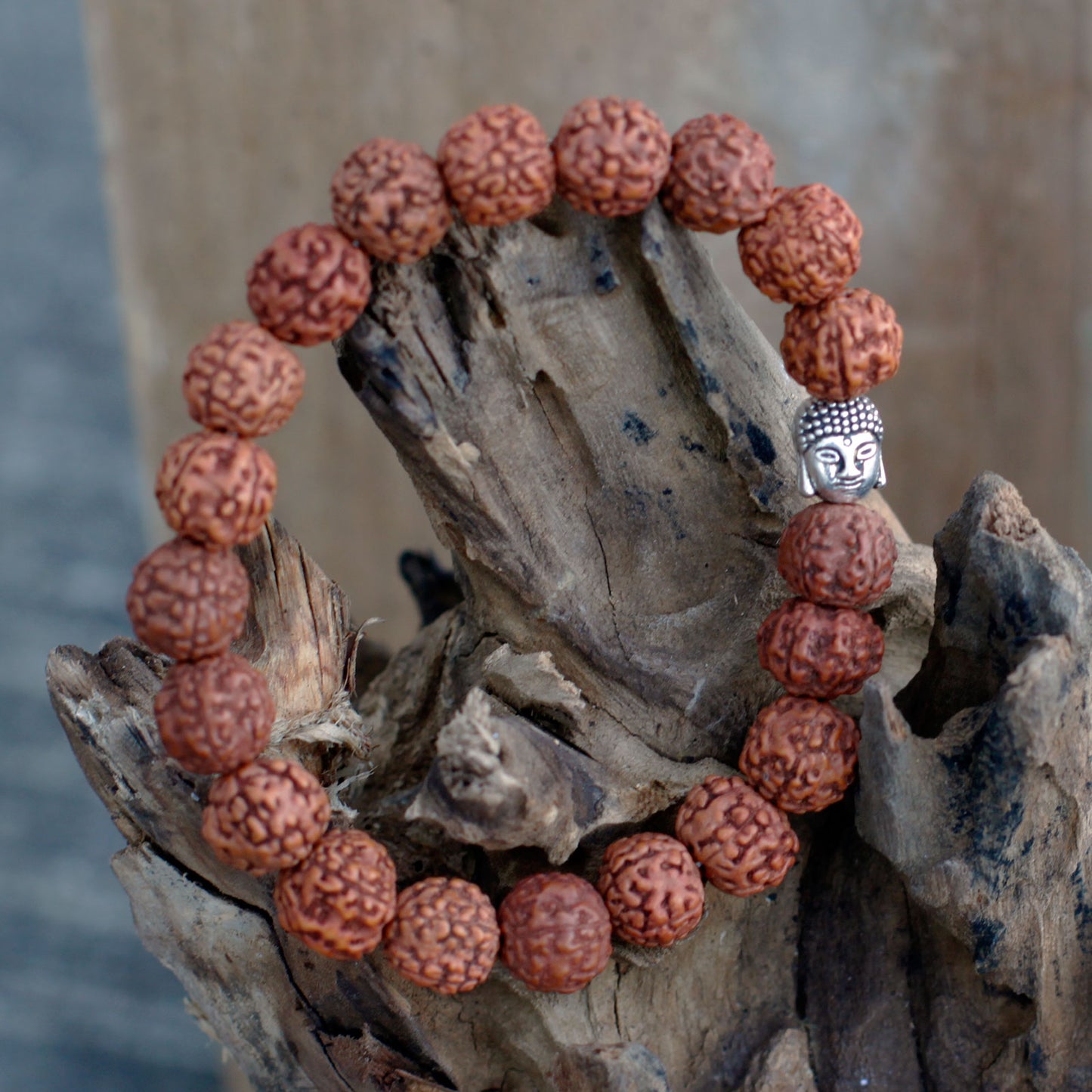 Rudraksha Bouddah Bracelet Mala - Naturel