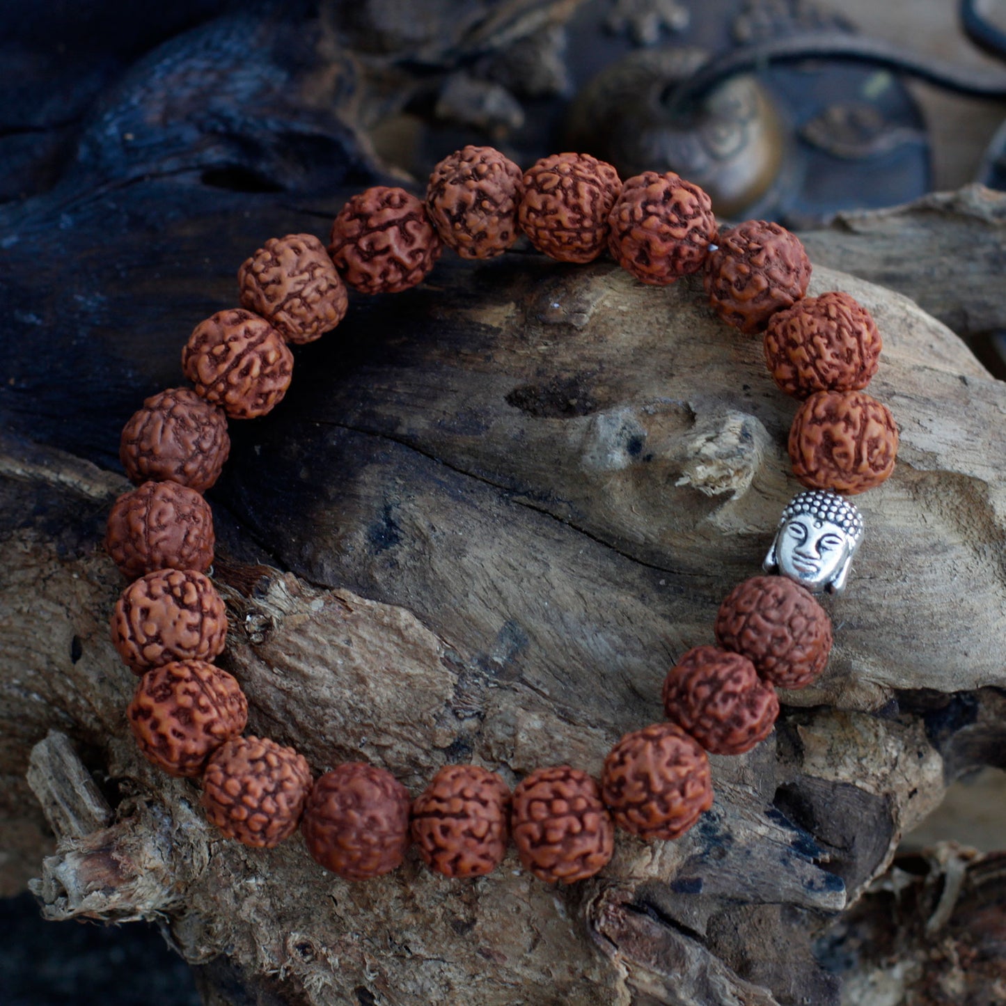 Rudraksha Buddah Bangle Mala - Marron