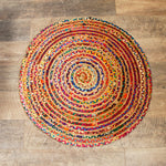 Tapis rond en jute et coton recyclé - 90 cm