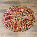 Tapis rond en jute et coton recyclé - 90 cm