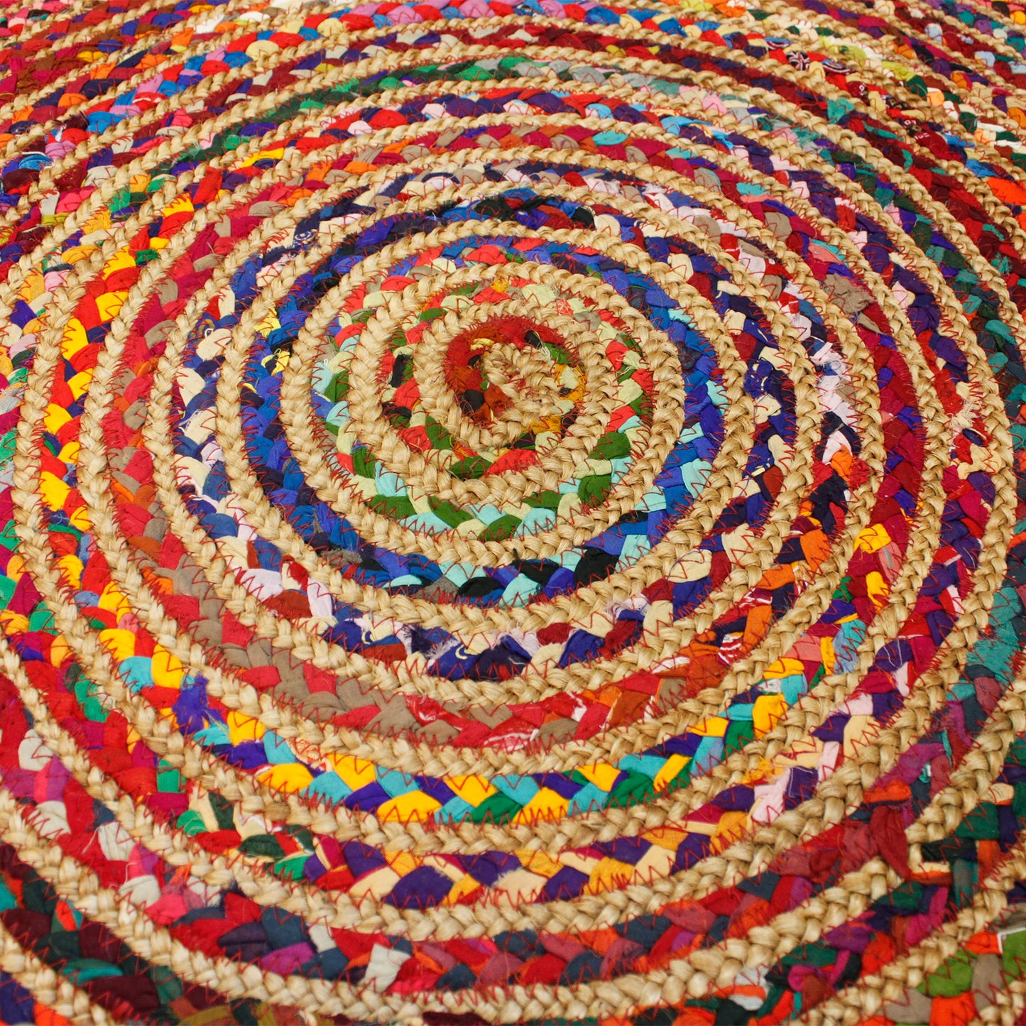 Tapis rond en jute et coton recyclé - 120 cm