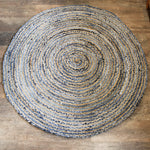 Tapis rond en jute et denim recyclé - 150 cm