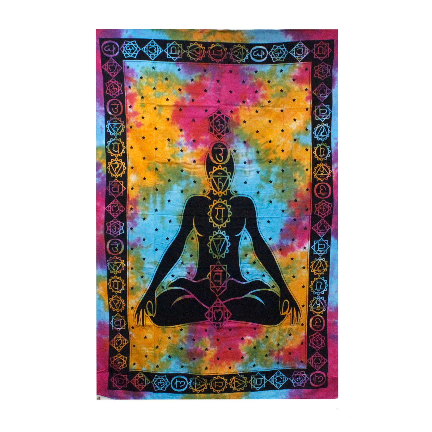 Couvre-lit double en coton + suspension murale - Chakra Buddha