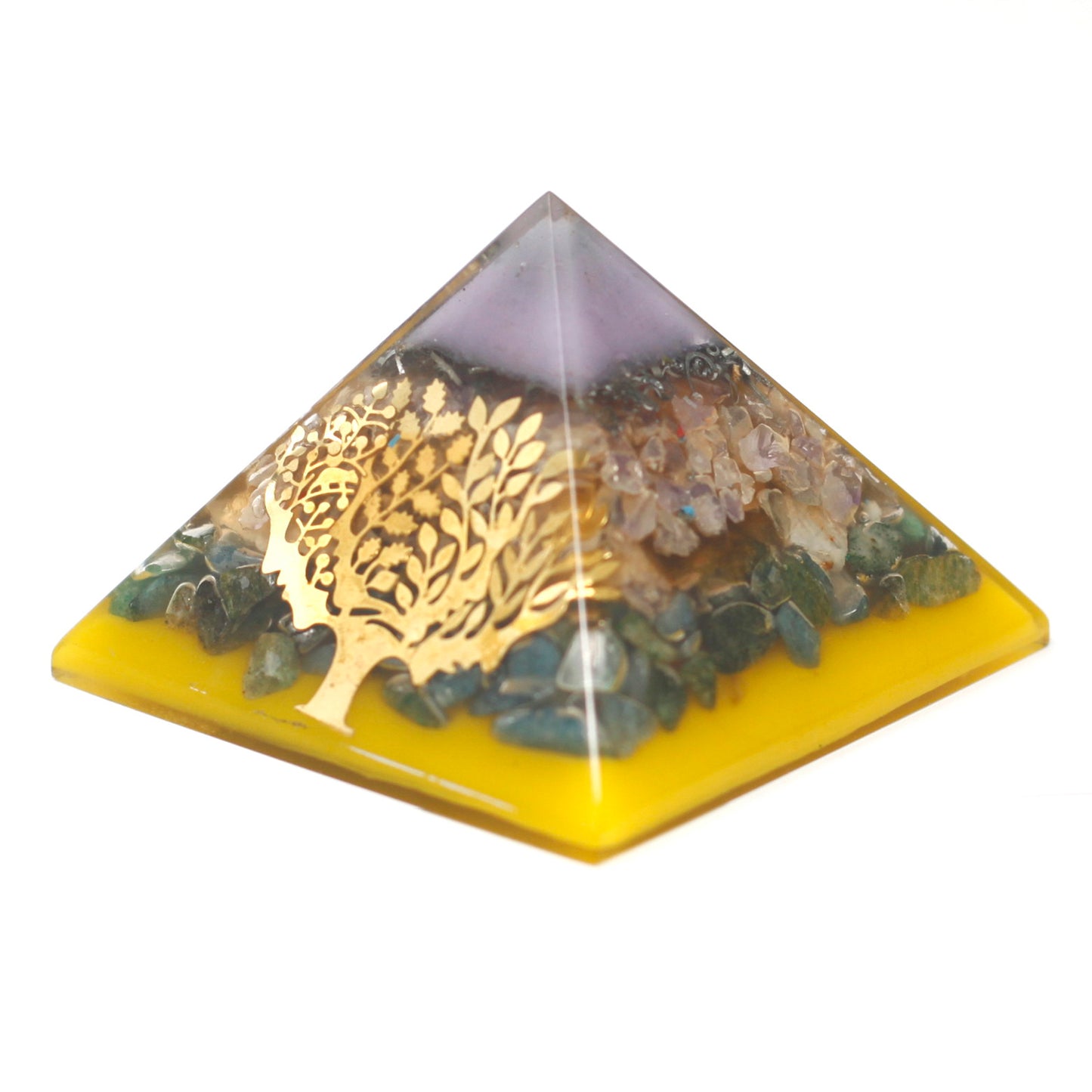 Lrg Organite Pyramide 70mm - Arbre（ˆbase or)