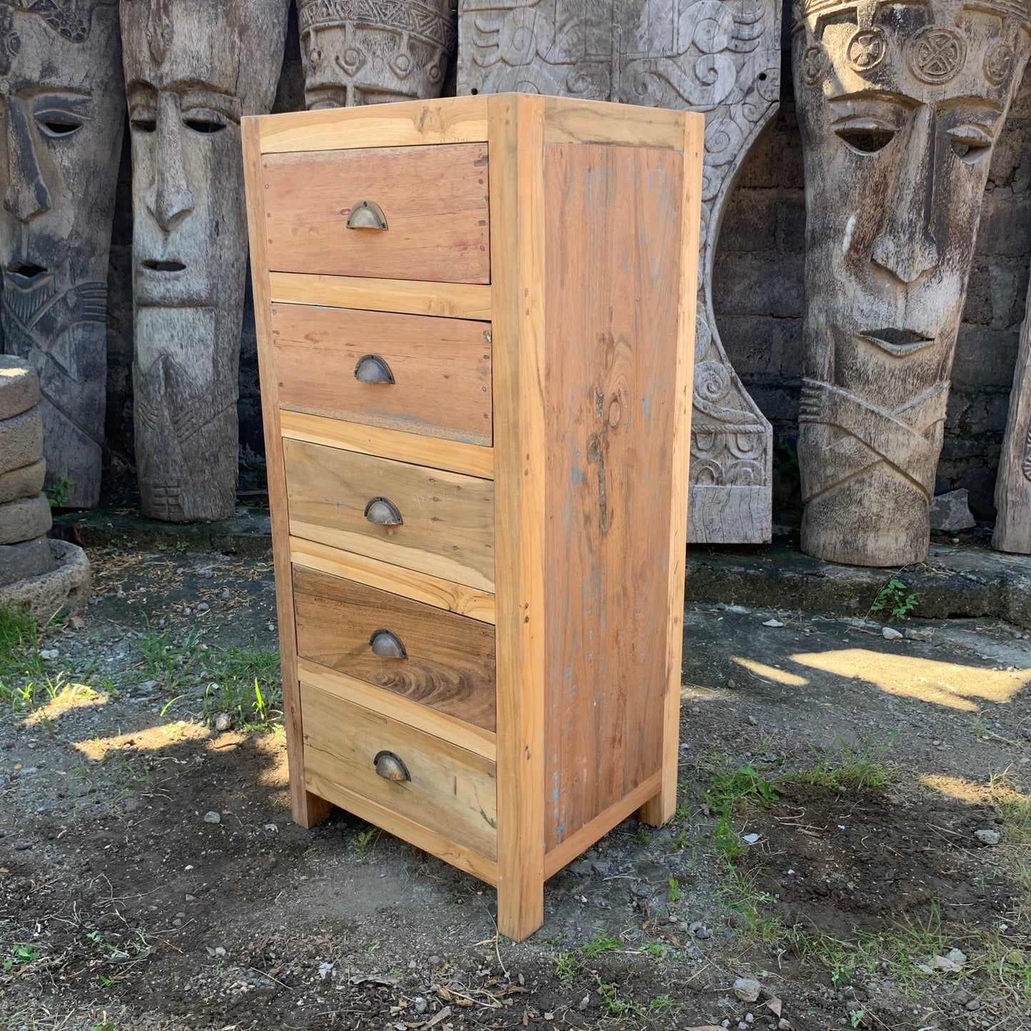 Large table with 5 drawers - Recycled wood