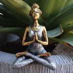 Figurine de Yoga Lady - Bronze & Argent 24cm