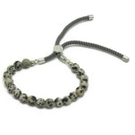 Bracelet de pierres plaqué argent 925 anthracite - Jaspe dalmatien