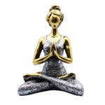 Figurine de Yoga Lady - Bronze & Argent 24cm