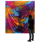 Couvre-lit en coton double + suspension murale - Arbre d'hiver