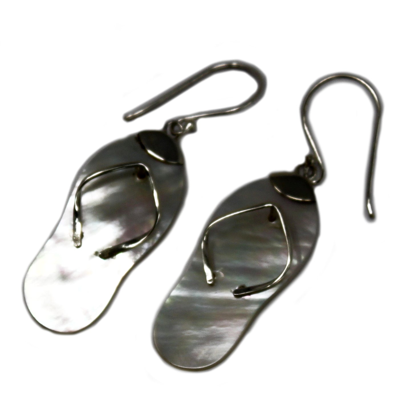 Boucles d'oreilles en argent et en coquillage - Tongs - MOP