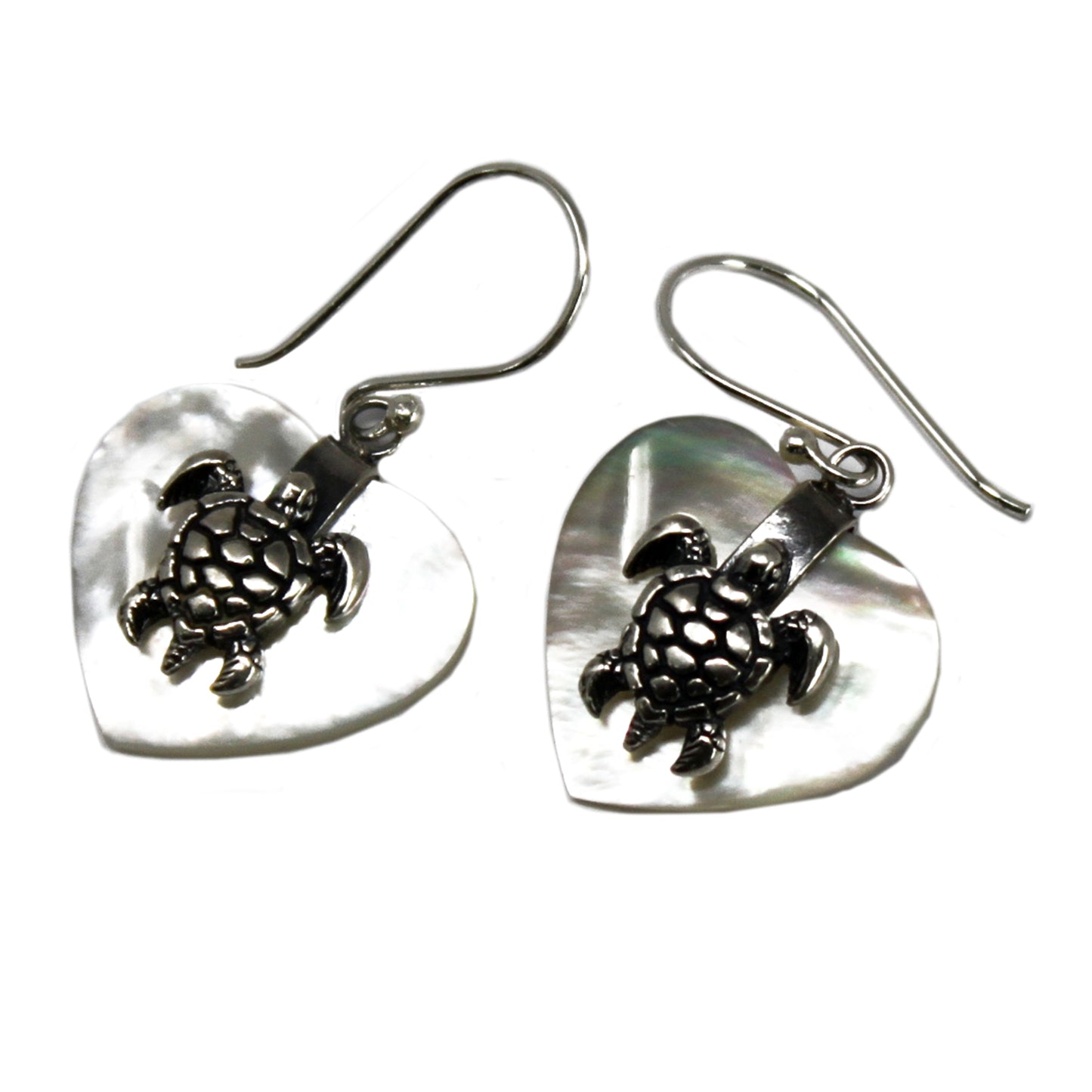 Boucles d'oreilles en Nacre et Argent - Tortue de mer - MOP