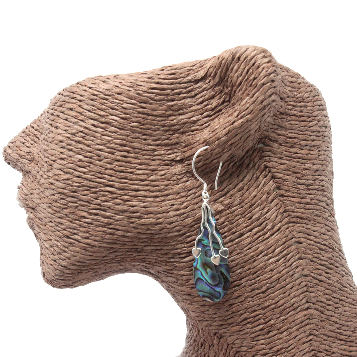 Boucles d'oreilles en argent et en coquillage - Trois coeurs - Abalone