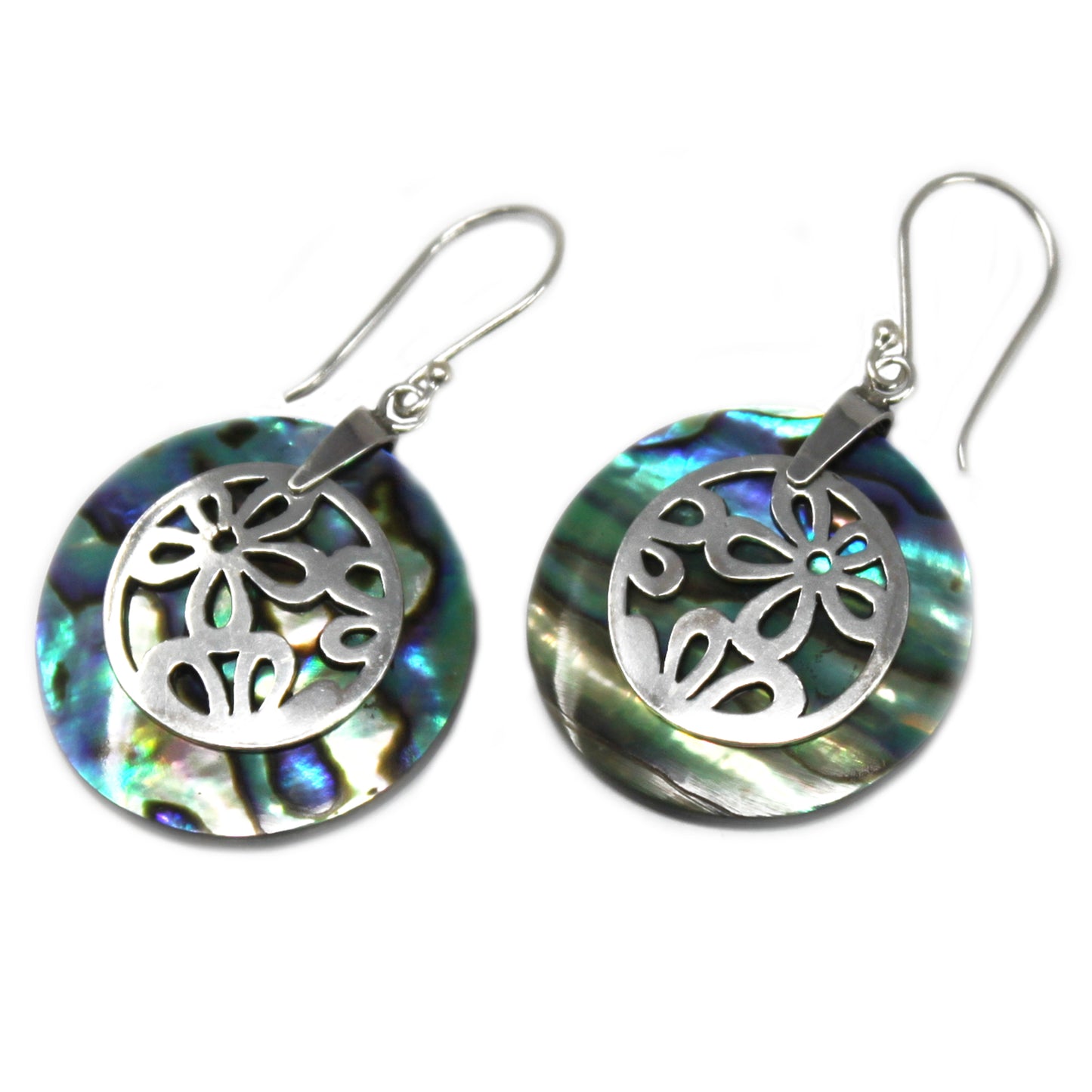 Boucles d'oreilles en Nacre et Argent - Fleurs - Abalone