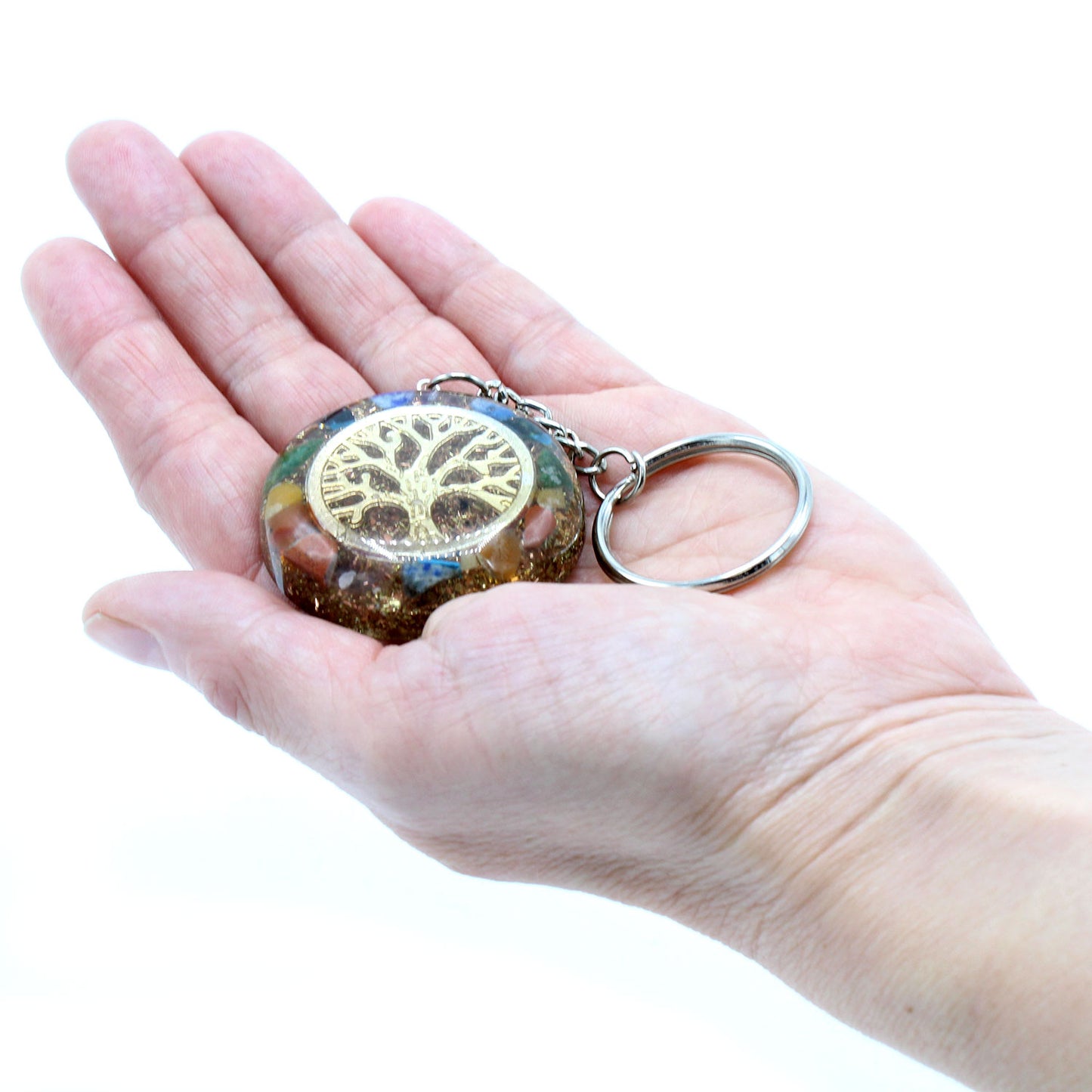 Orgonite Power Keyring - Arbre de vie - Pierres Chakra