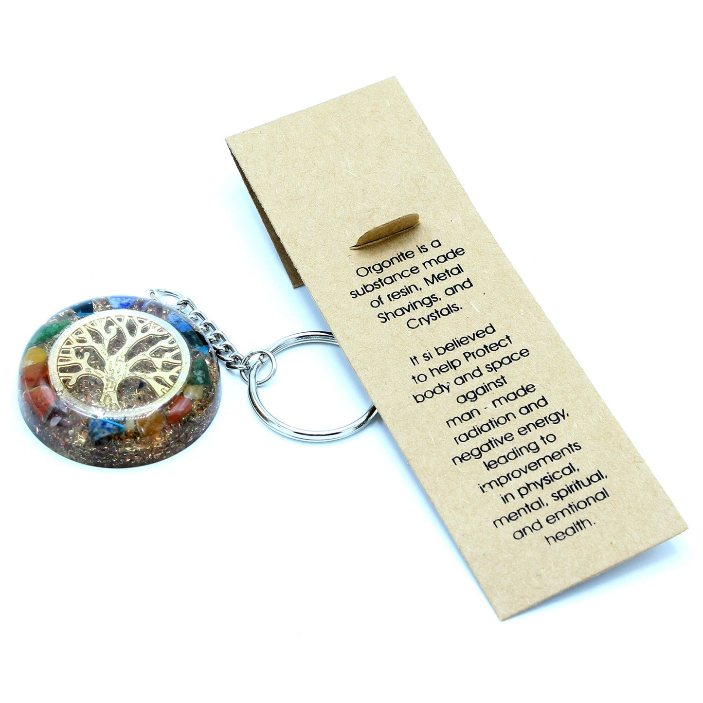 Orgonite Power Keyring - Arbre de vie - Pierres Chakra