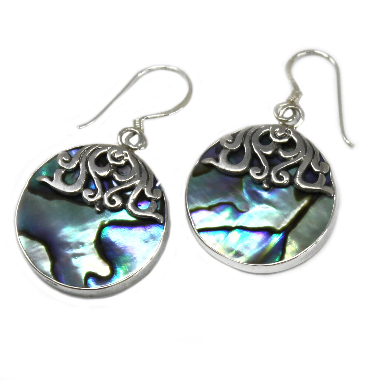 Boucles d'oreilles en argent et en coquillage - Disque classique - Abalone