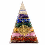 Pyramide en orgonite - Fleur de vie à sept chakras - 70 mm