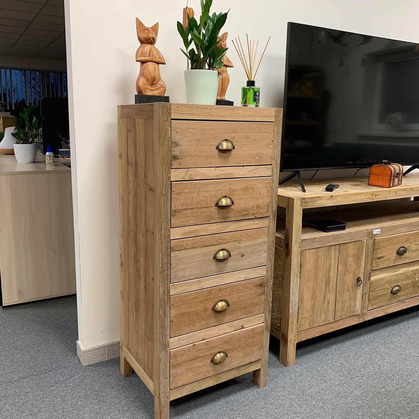 Large table with 5 drawers - Recycled wood