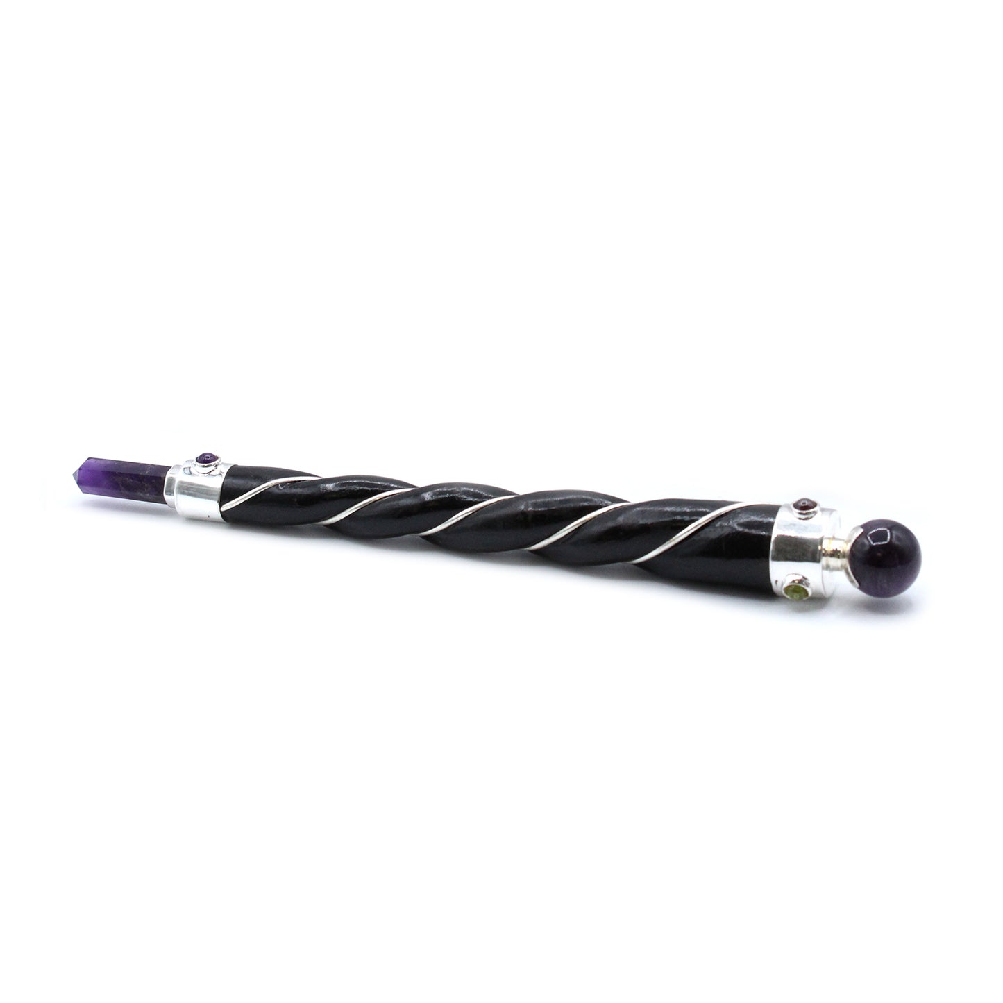 Healing Twisted Wand - Silver Amethyst Sphere