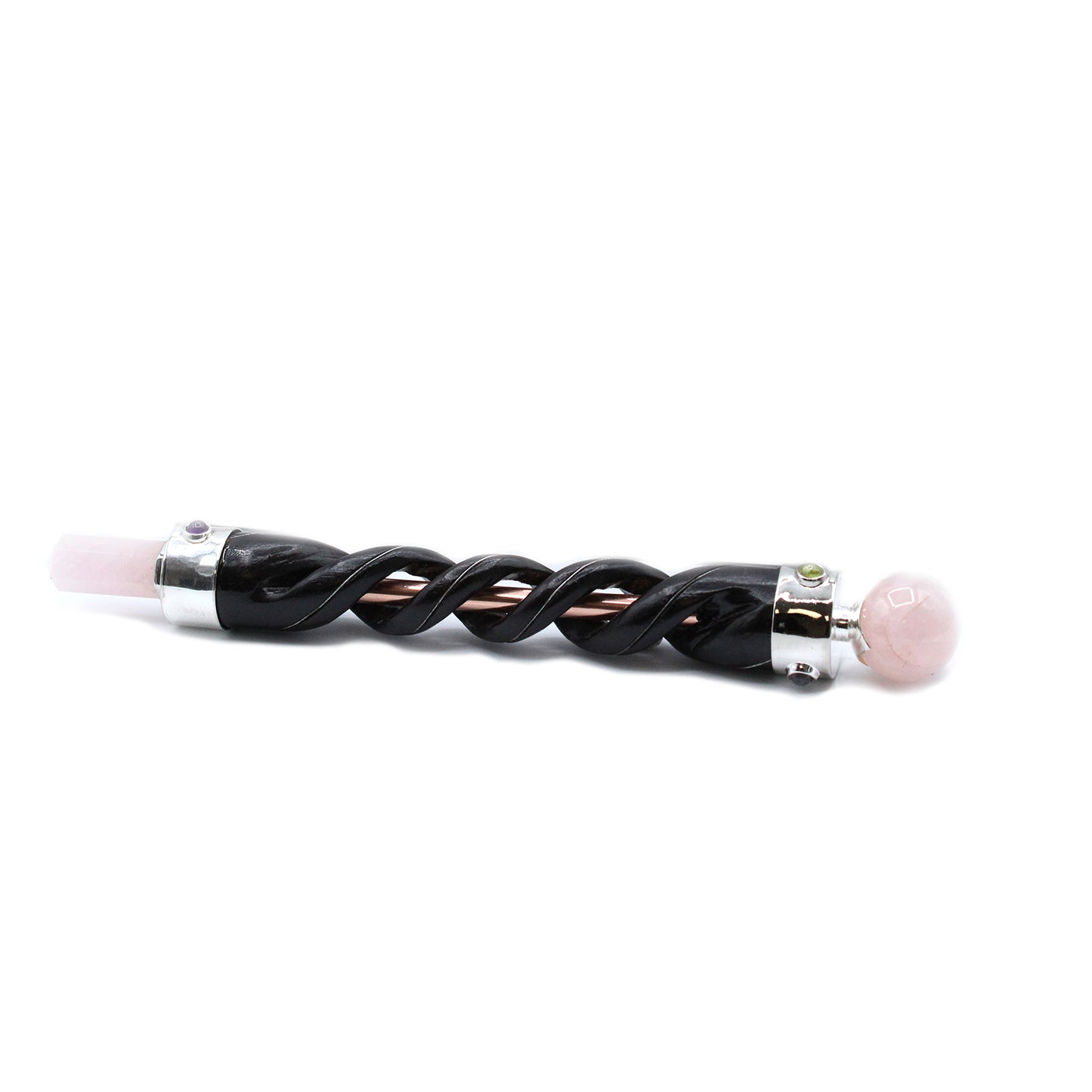 Spiral Healing Wand - Rose Quartz Copper Tube