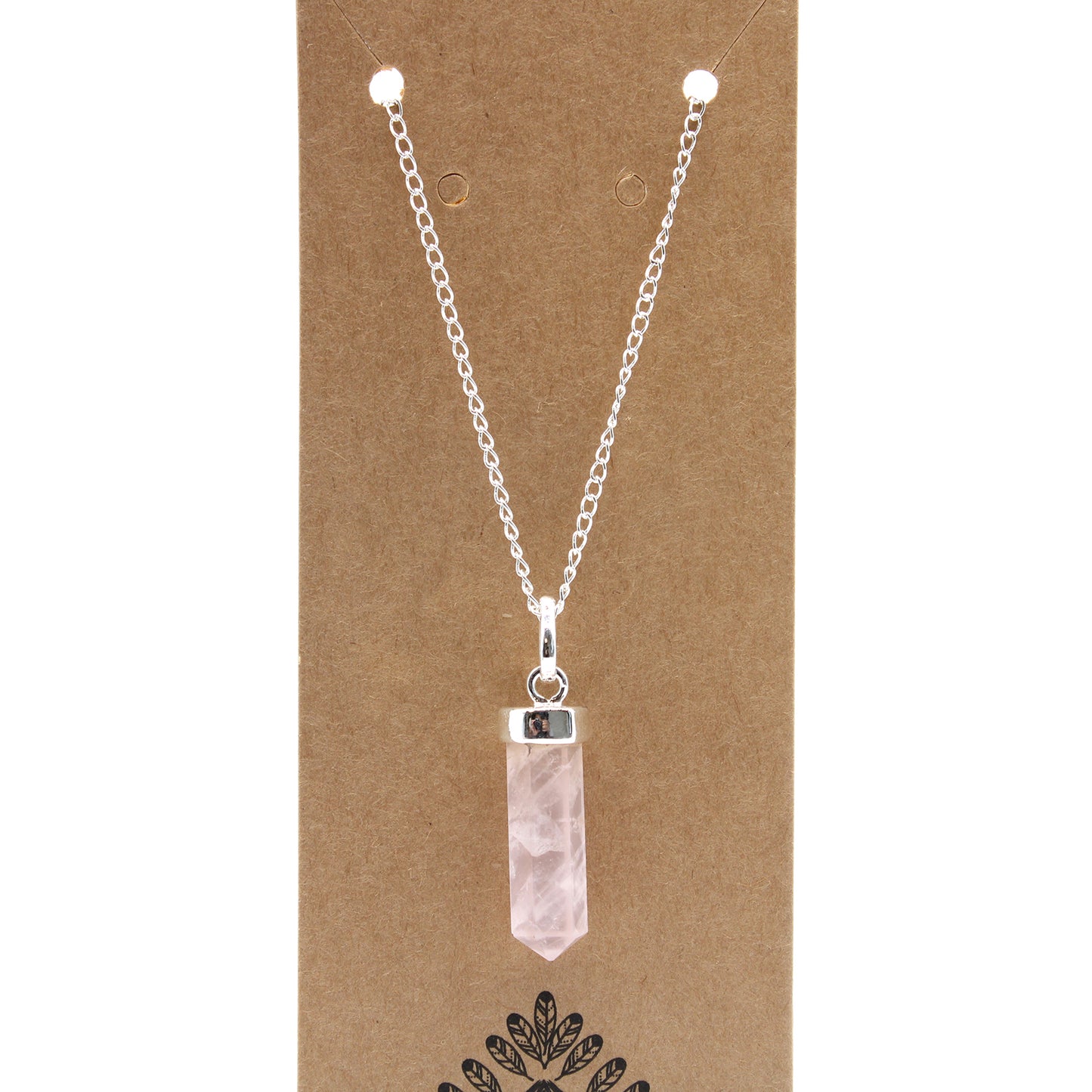 Pendentif de pierre à pointe classique - Quartz rose