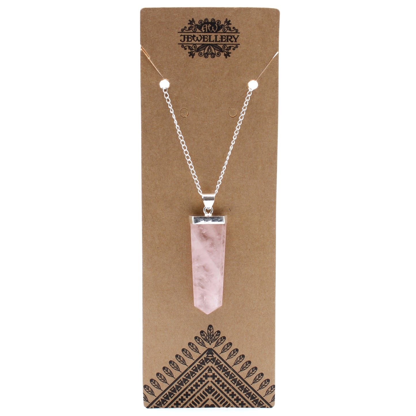 Pendentif en pierre de taille en forme de crayon plat - Quartz rose