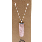 Pendentif en pierre de taille en forme de crayon plat - Quartz rose