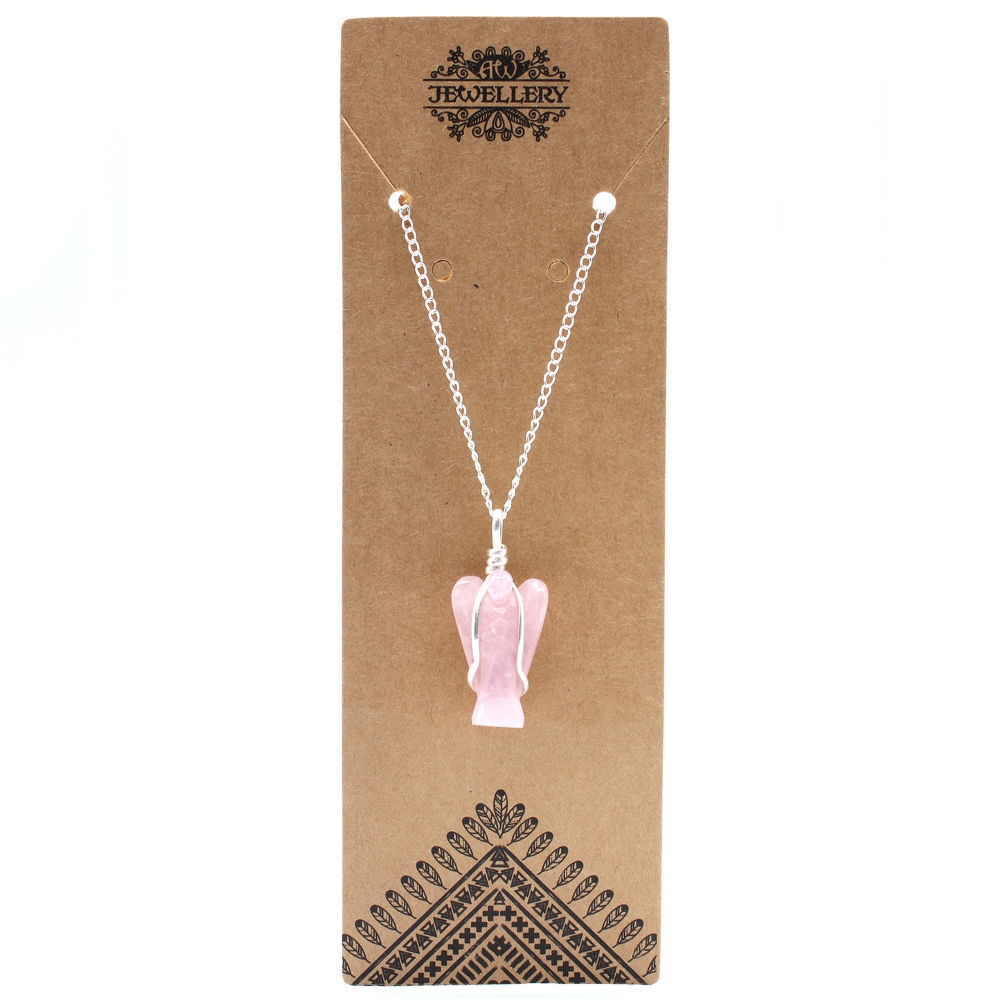 Pendentif d'Ange Gardien en Pierre - Quartz Rose