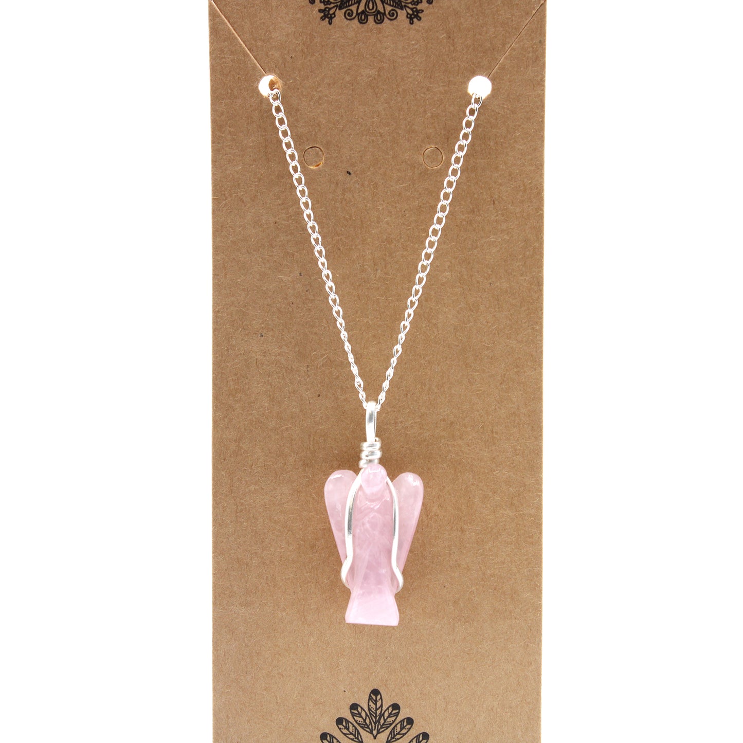 Pendentif d'Ange Gardien en Pierre - Quartz Rose