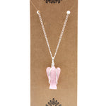 Pendentif d'Ange Gardien en Pierre - Quartz Rose