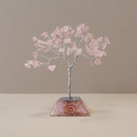 Arbre aux pierres précieuses avec base en organite - 80 pierres - Quartz rose