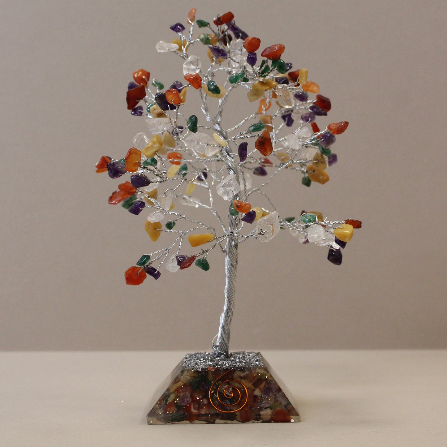 Gemstone tree with organelle base - 160 stones - Multi