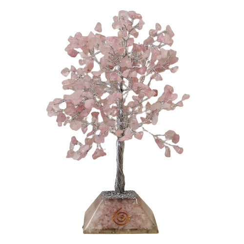 Arbre à pierres précieuses avec base en organite - 320 pierres - Quartz rose