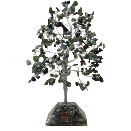 Arbre à pierres avec base en organite - 320 pierres - Moss Agate