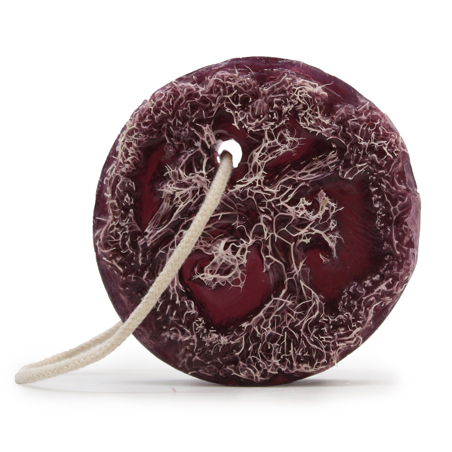 Savon de gommage fruité sur corde - raisin violet