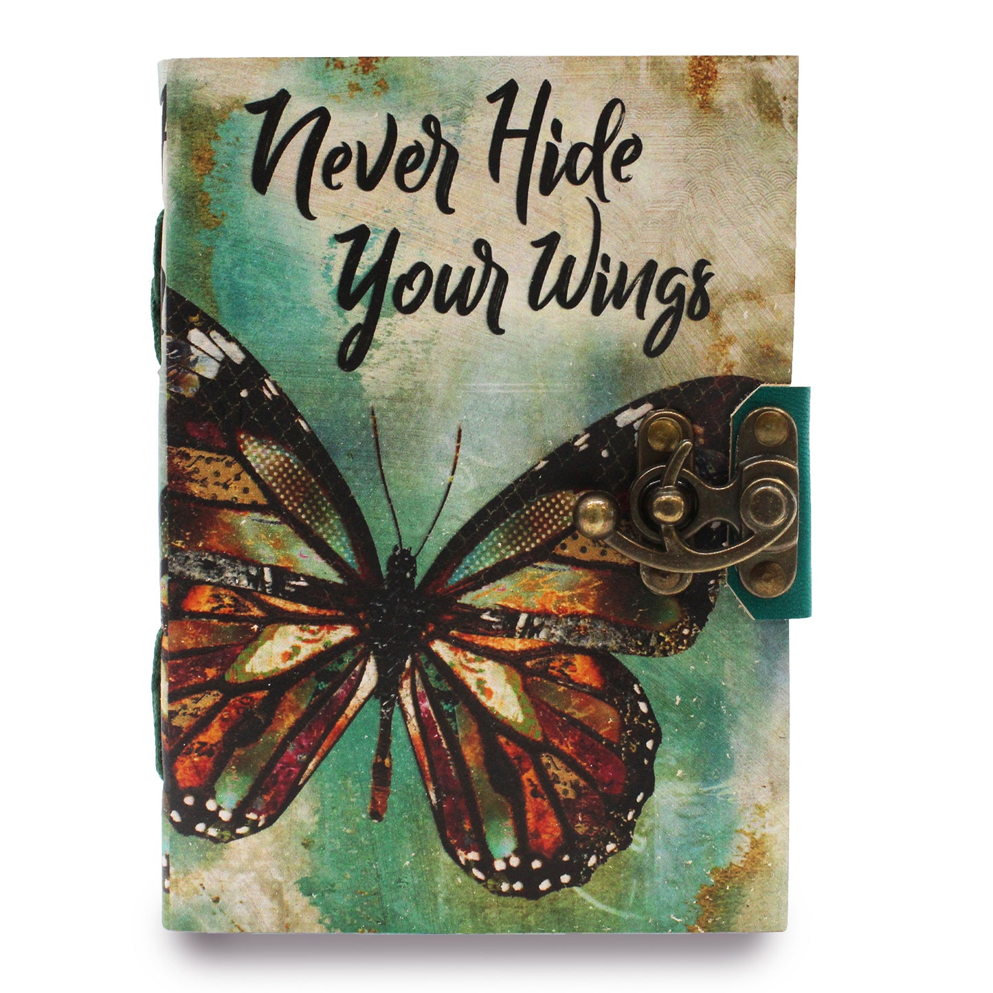 Carnet de notes "Never Hide Your Wings" à tranches décalées en cuir (7x5")